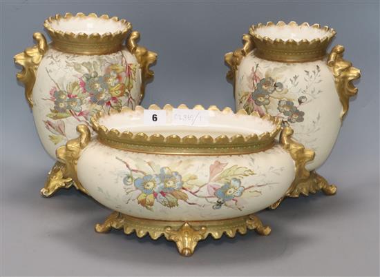 A garniture of three Royal Bonn vases tallest 25.5cm